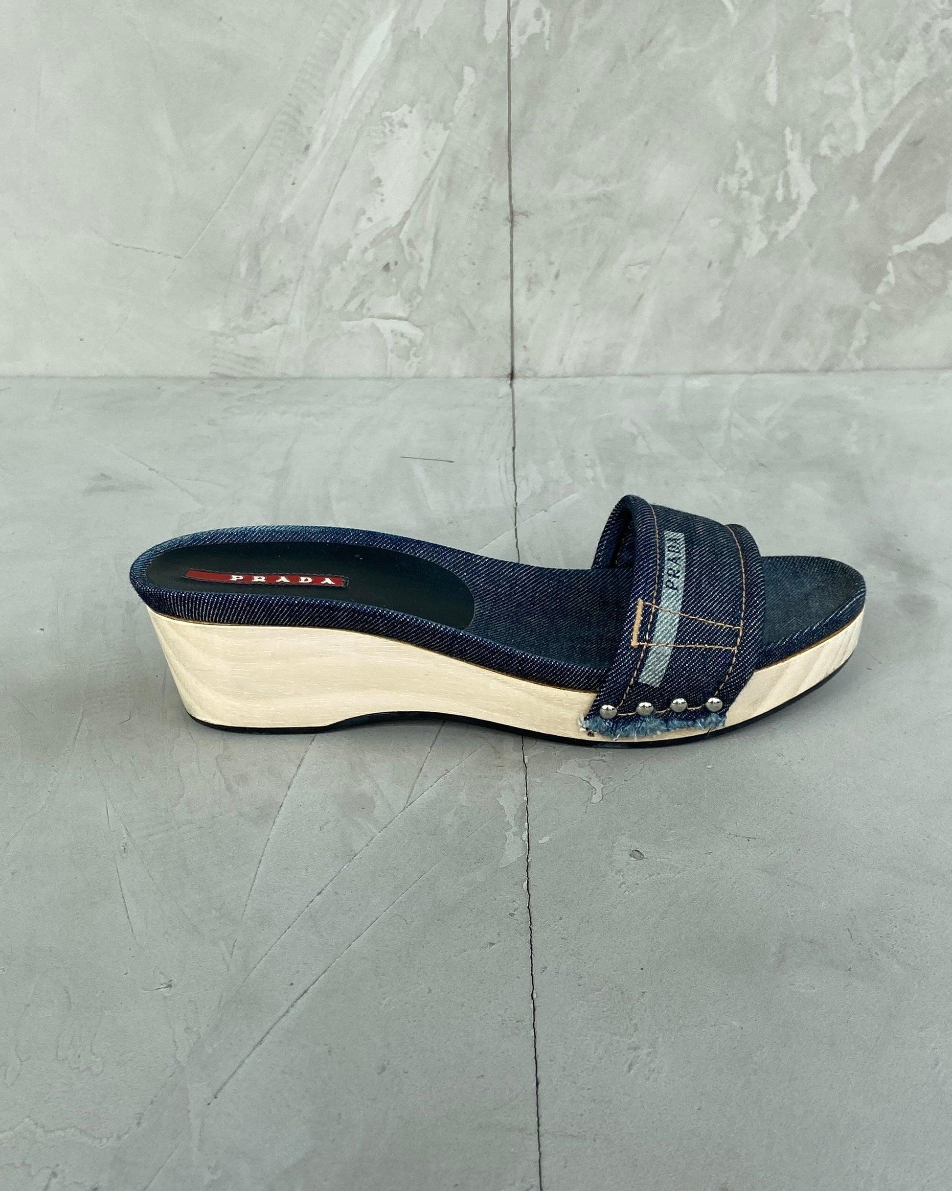 PRADA 2000'S DENIM WEDGE SANDAL - UK 5 - Known Source