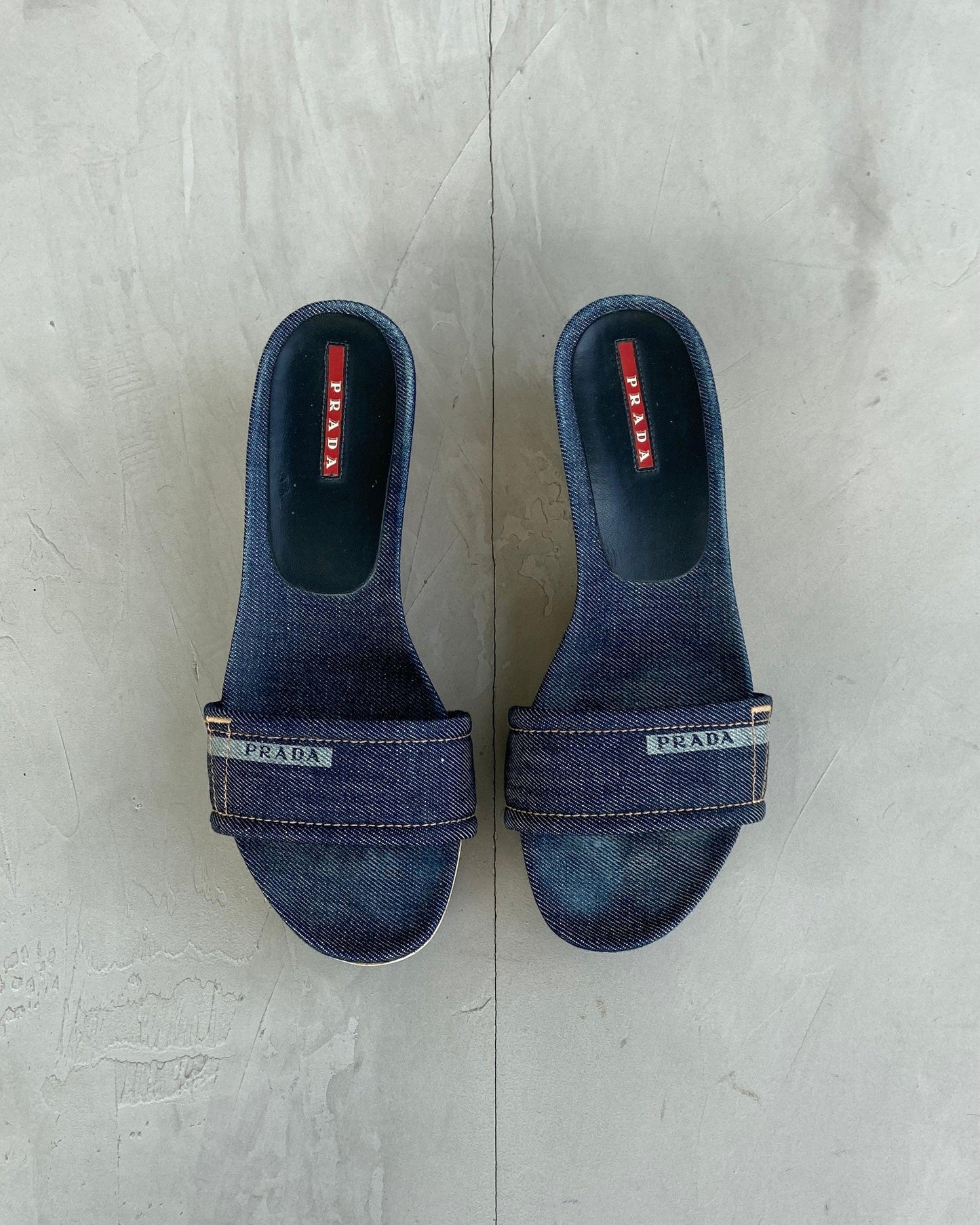 PRADA 2000'S DENIM WEDGE SANDAL - UK 5 - Known Source