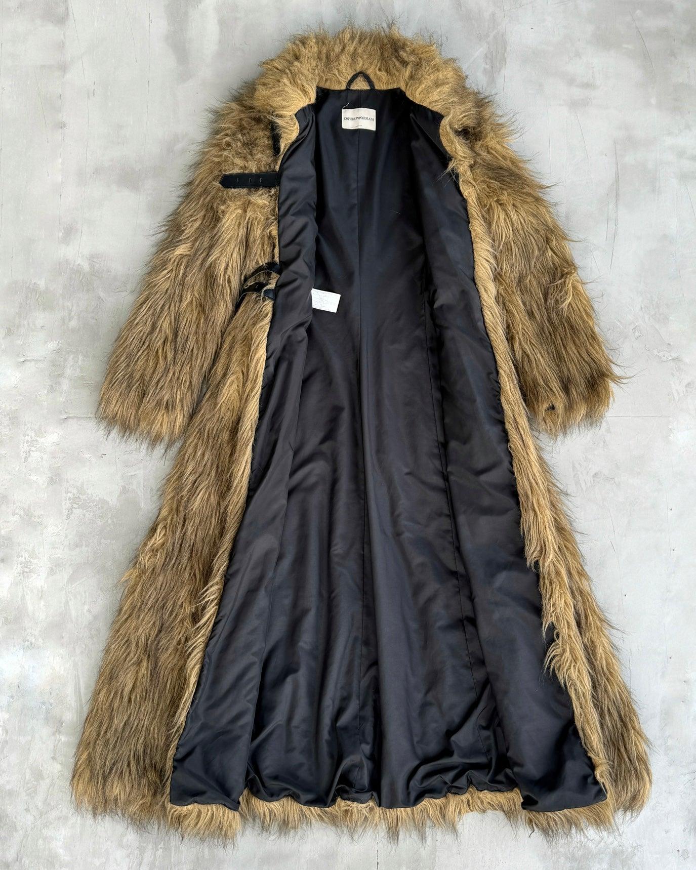 EMPORIO ARMANI 2000'S FAUX FUR FLOOR-LENGTH COAT - S - Known Source