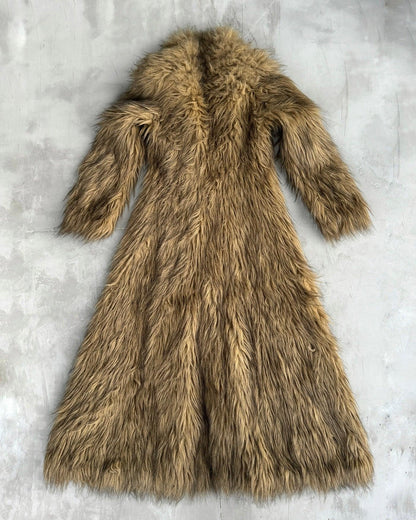 EMPORIO ARMANI 2000'S FAUX FUR FLOOR-LENGTH COAT - S - Known Source