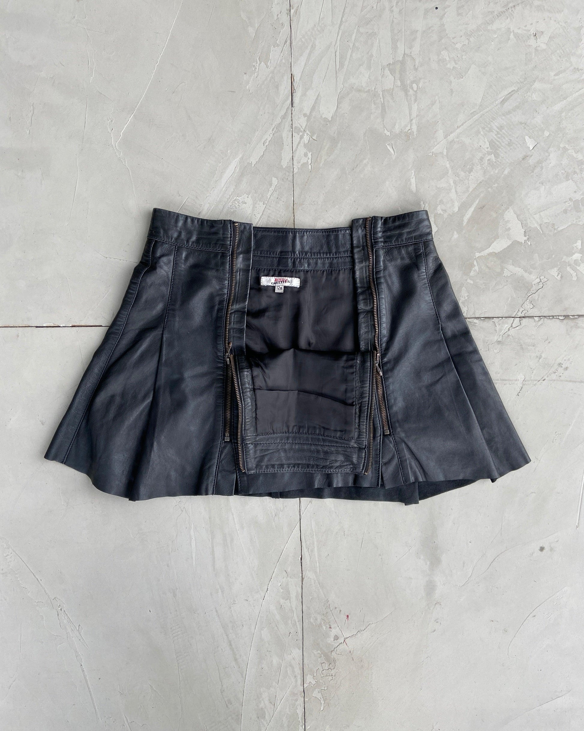 JUNIOR GAULTIER LEATHER MINI SKIRT - XS - Known Source