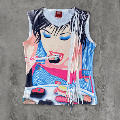 MISS SIXTY GRAPHIC SUSHI VEST TOP - S - Known Source