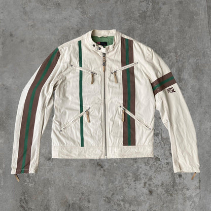 DIESEL WHITE COTTON RACER JACKET - L - Known Source