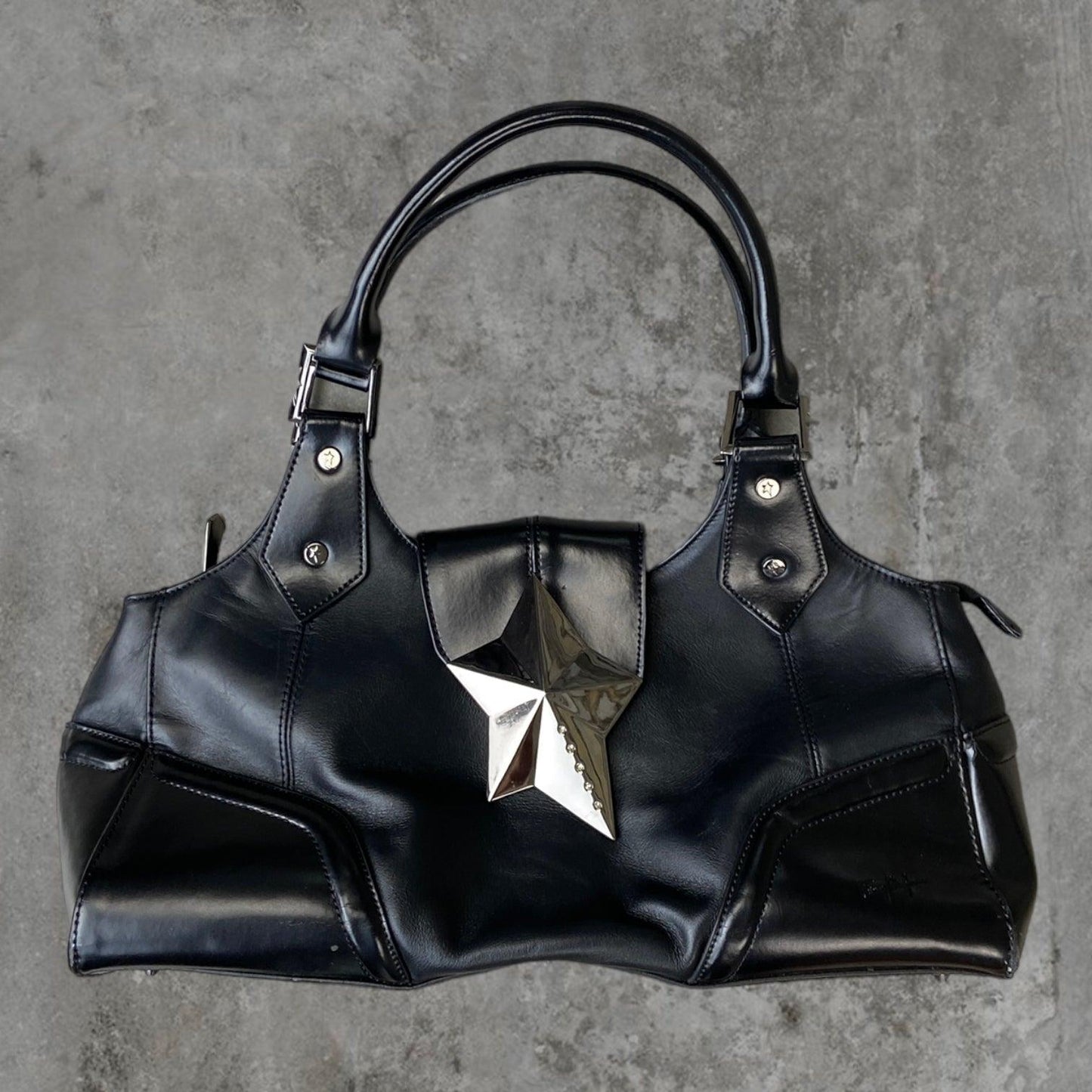 THIERRY MUGLER STRUCTURED LEATHER AND CHROME STAR BAG - Known Source