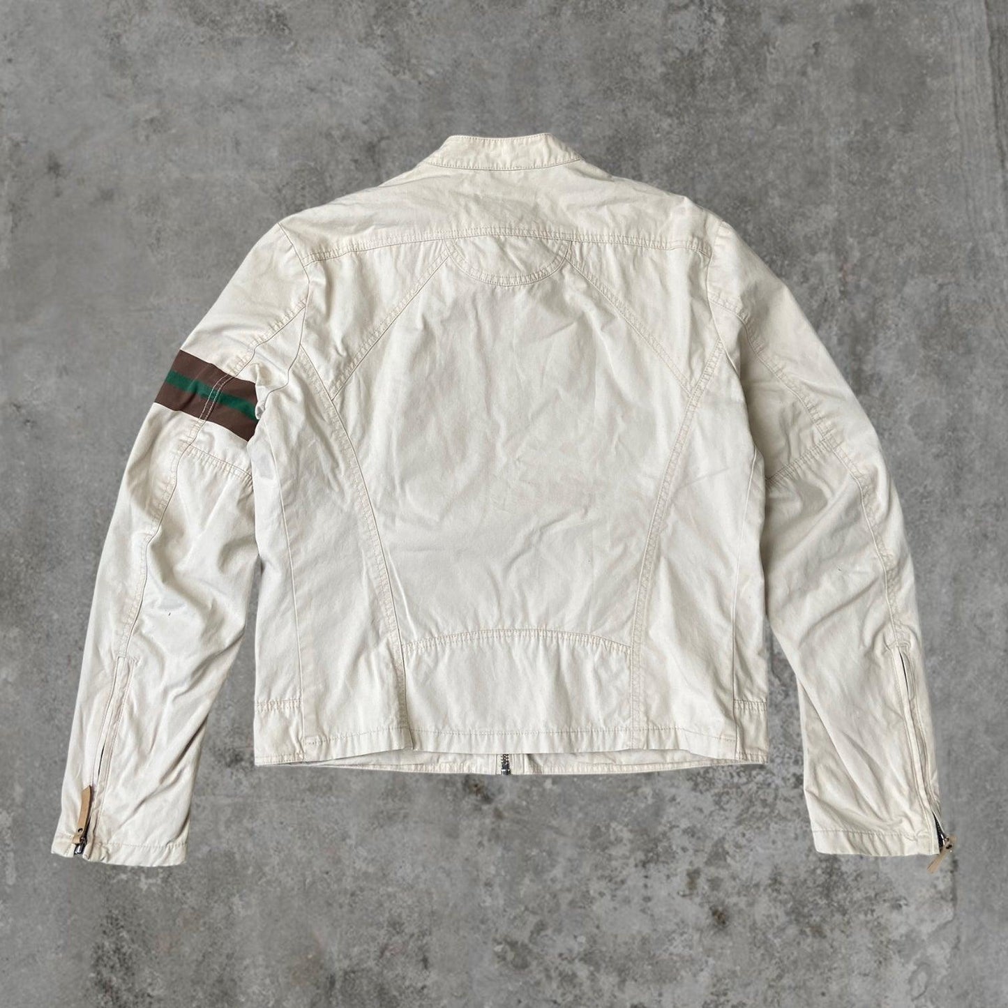 DIESEL WHITE COTTON RACER JACKET - L - Known Source