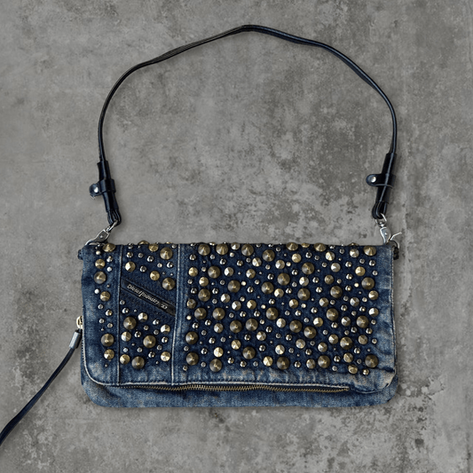 DIESEL STUDDED DENIM SHOULDER BAG - Known Source