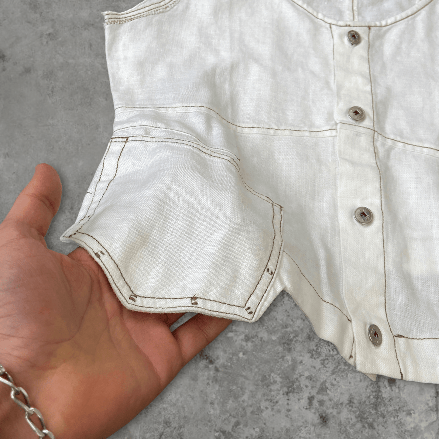 MARITHÉ FRANÇOIS GIRBAUD MFG LINEN WAISTCOAT - M - Known Source