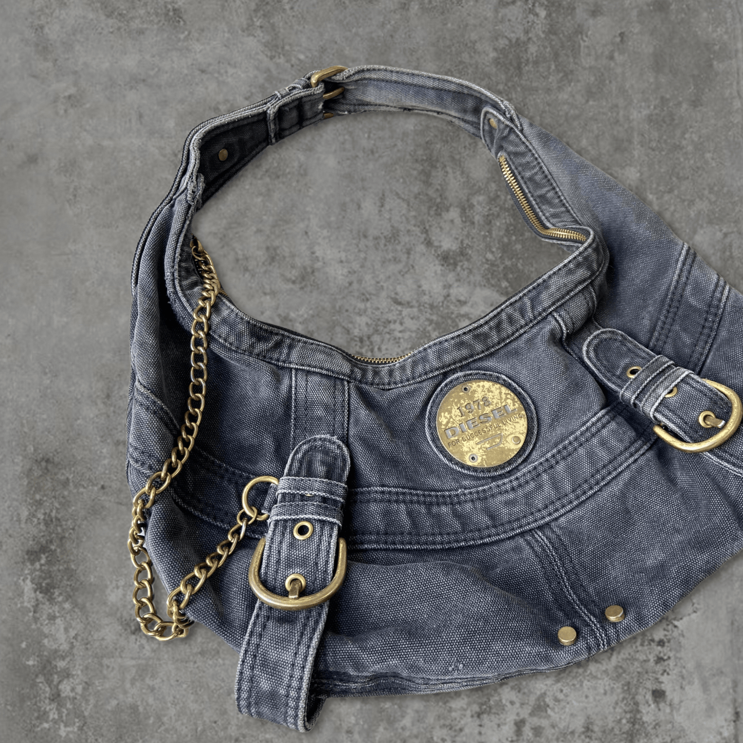 DIESEL BLACK DENIM SHOULDER BAG - Known Source