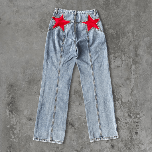 STAR WIDE-LEG DENIM JEANS - S - Known Source