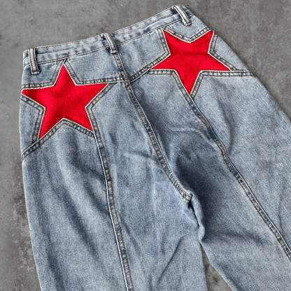 STAR WIDE-LEG DENIM JEANS - S - Known Source