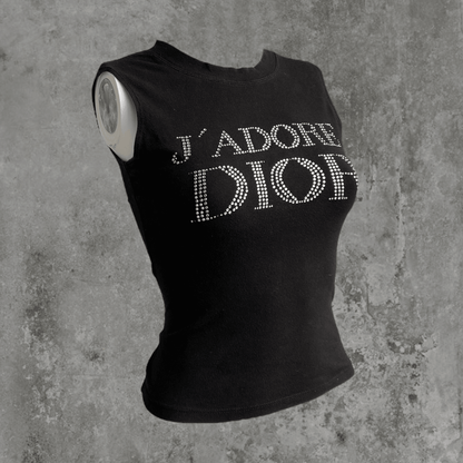 DIOR 'J'ADORE DIOR' RHINESTONED VEST TOP - M - Known Source