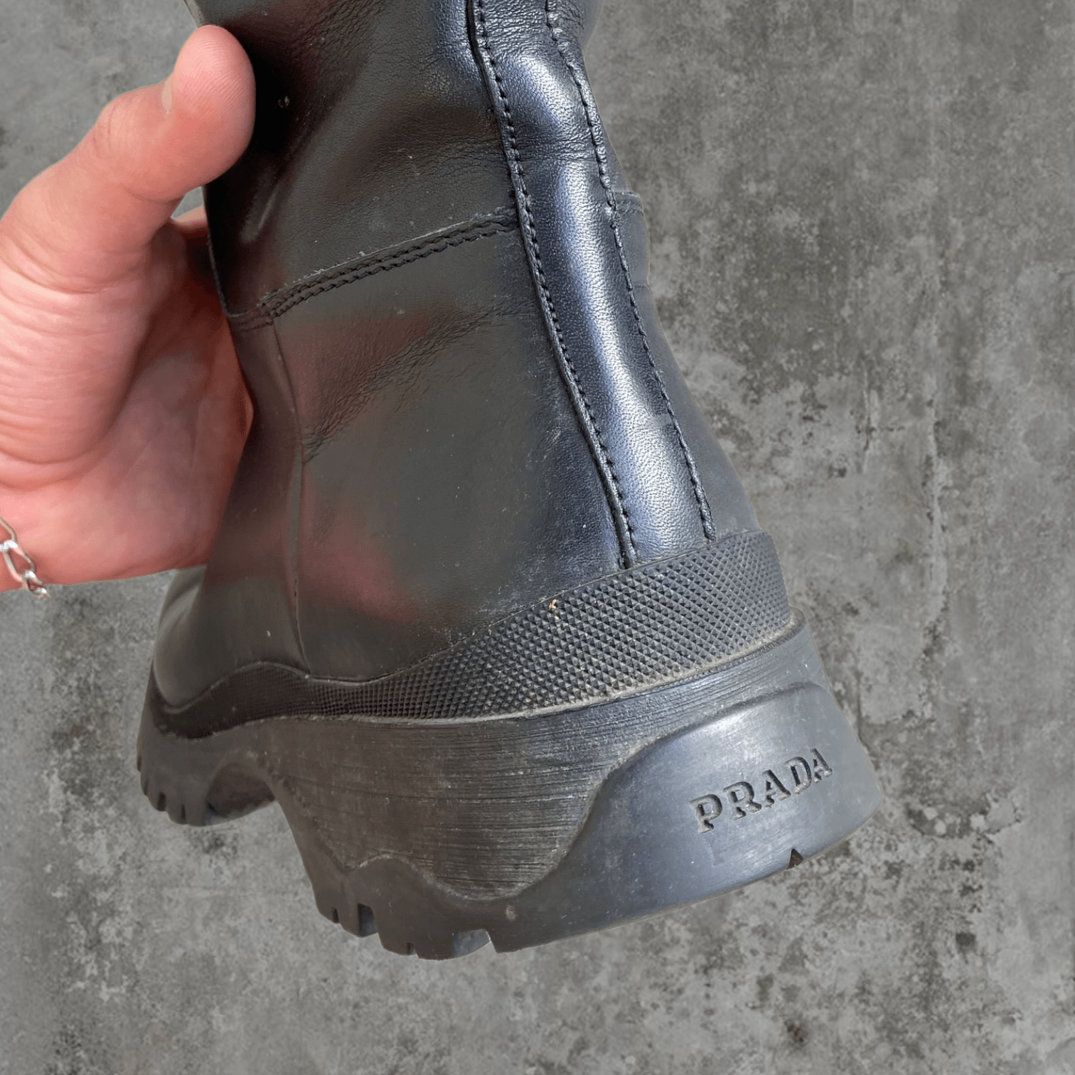 PRADA FW03 COMBAT LUG-SOLE BIKER BOOTS - UK 6 - Known Source