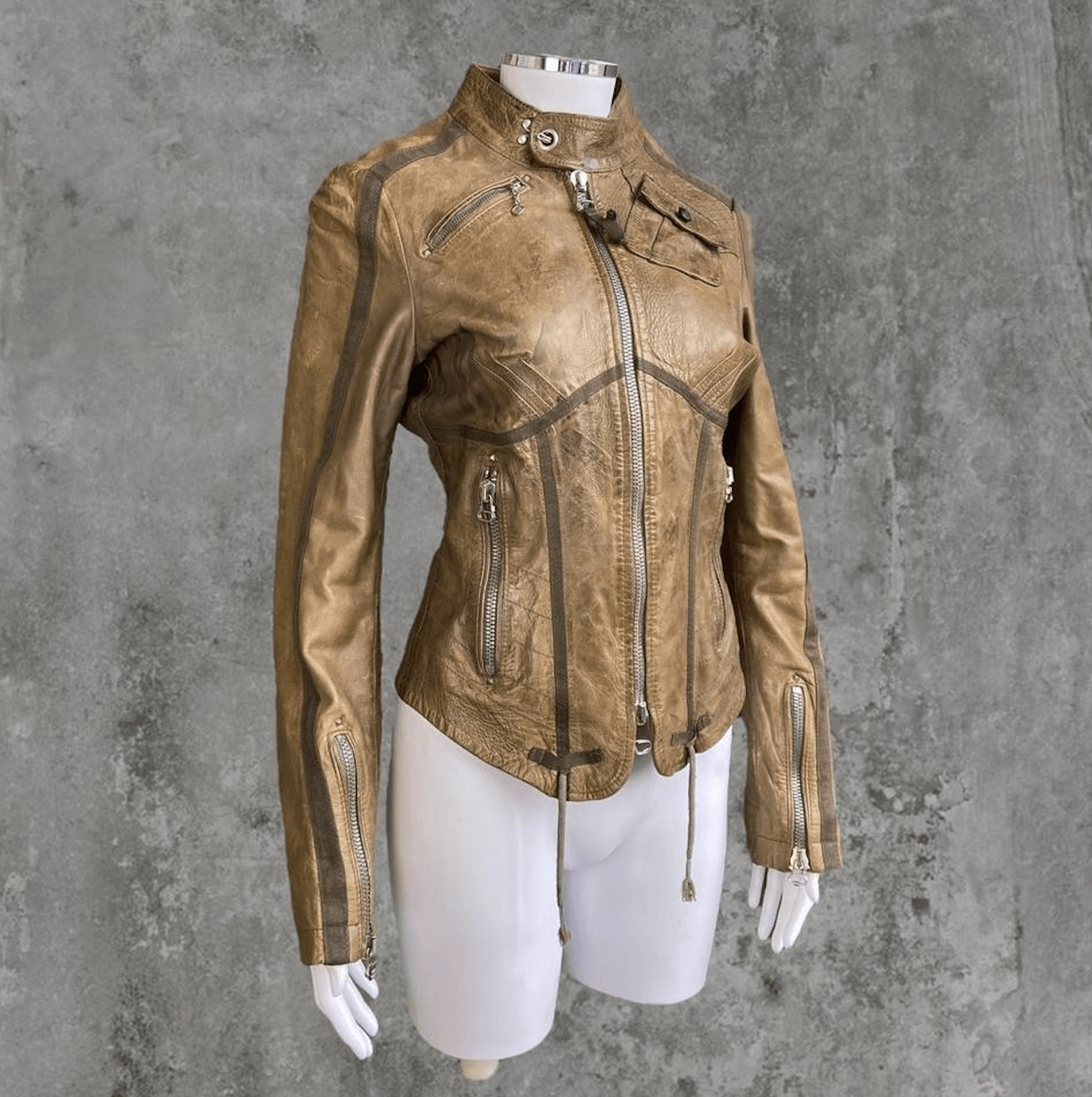 DIESEL CORSET MOTO LEATHER JACKET - S - Known Source