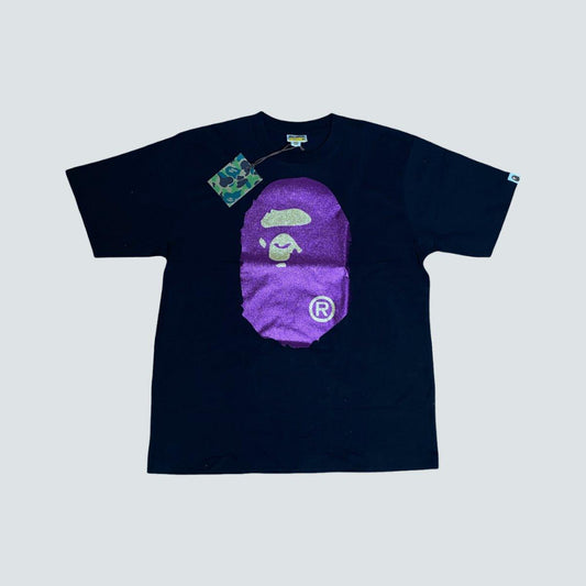 A Bathing Ape Glitter Logo Short Sleeve T-shirt with tags Black and Purple Gold label - Known Source
