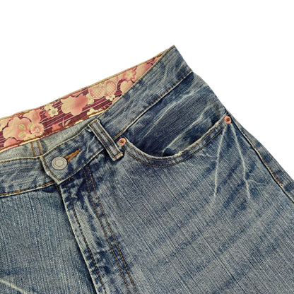 Vintage Birds And Waves Japanese Denim Jeans Size W30 - Known Source