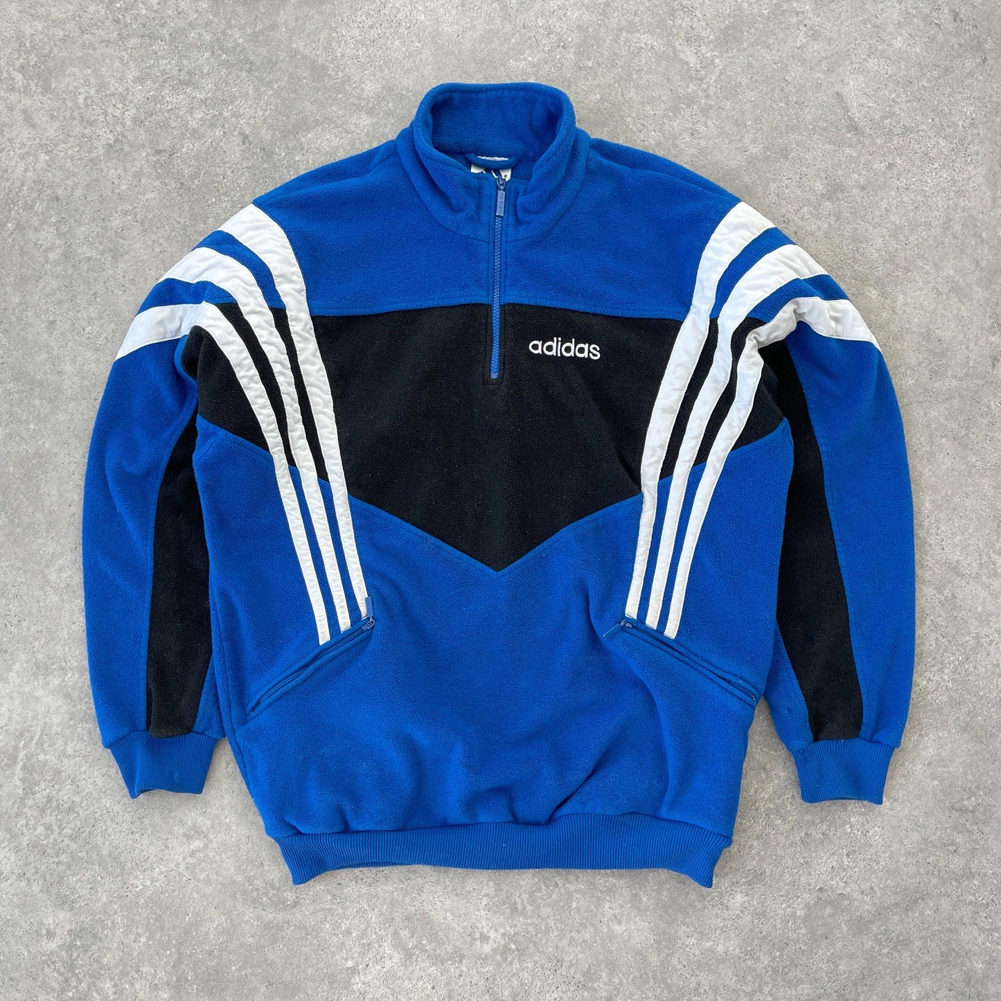 Adidas 1990s 1/4 zip heavyweight colour block fleece jacket (L) - Known Source