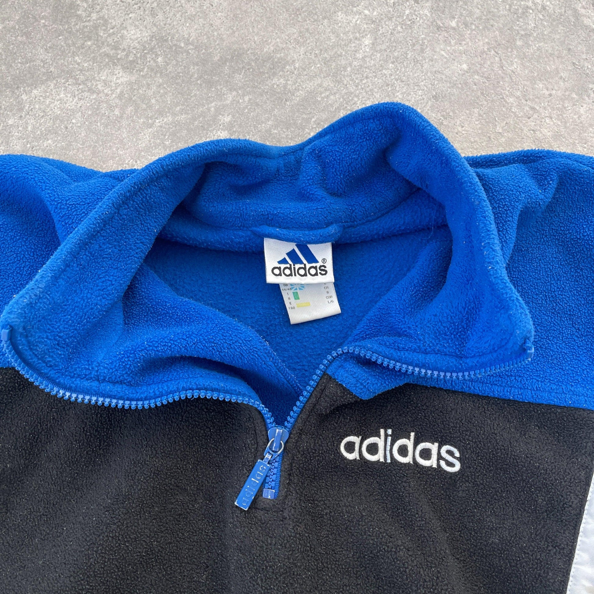 Adidas 1990s 1/4 zip heavyweight colour block fleece jacket (L) - Known Source