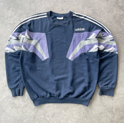 Adidas 1990s colour block embroidered graphic sweatshirt (L) - Known Source