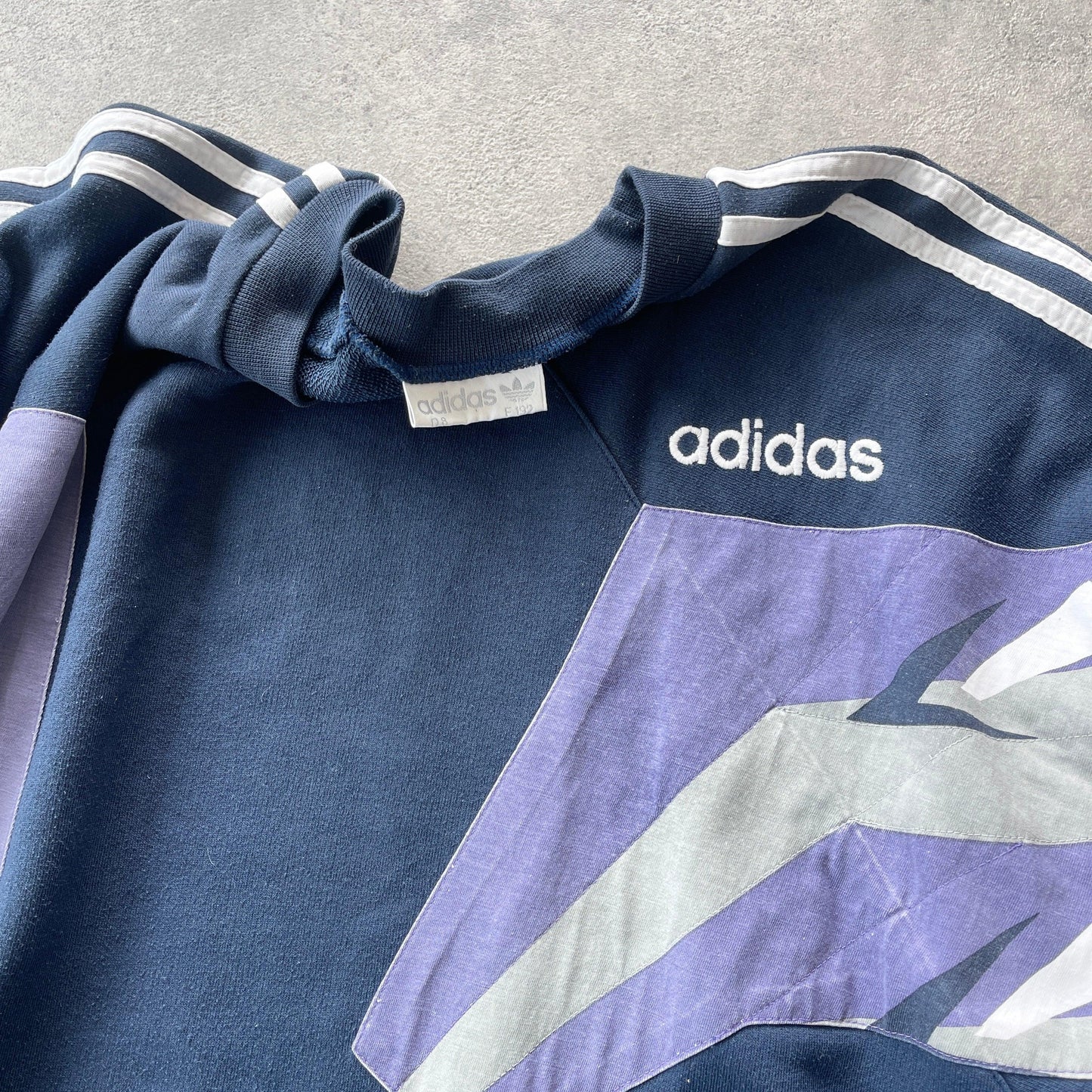 Adidas 1990s colour block embroidered graphic sweatshirt (L) - Known Source