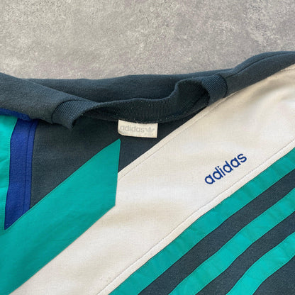 Adidas 1990s colour block embroidered sweatshirt (L) - Known Source