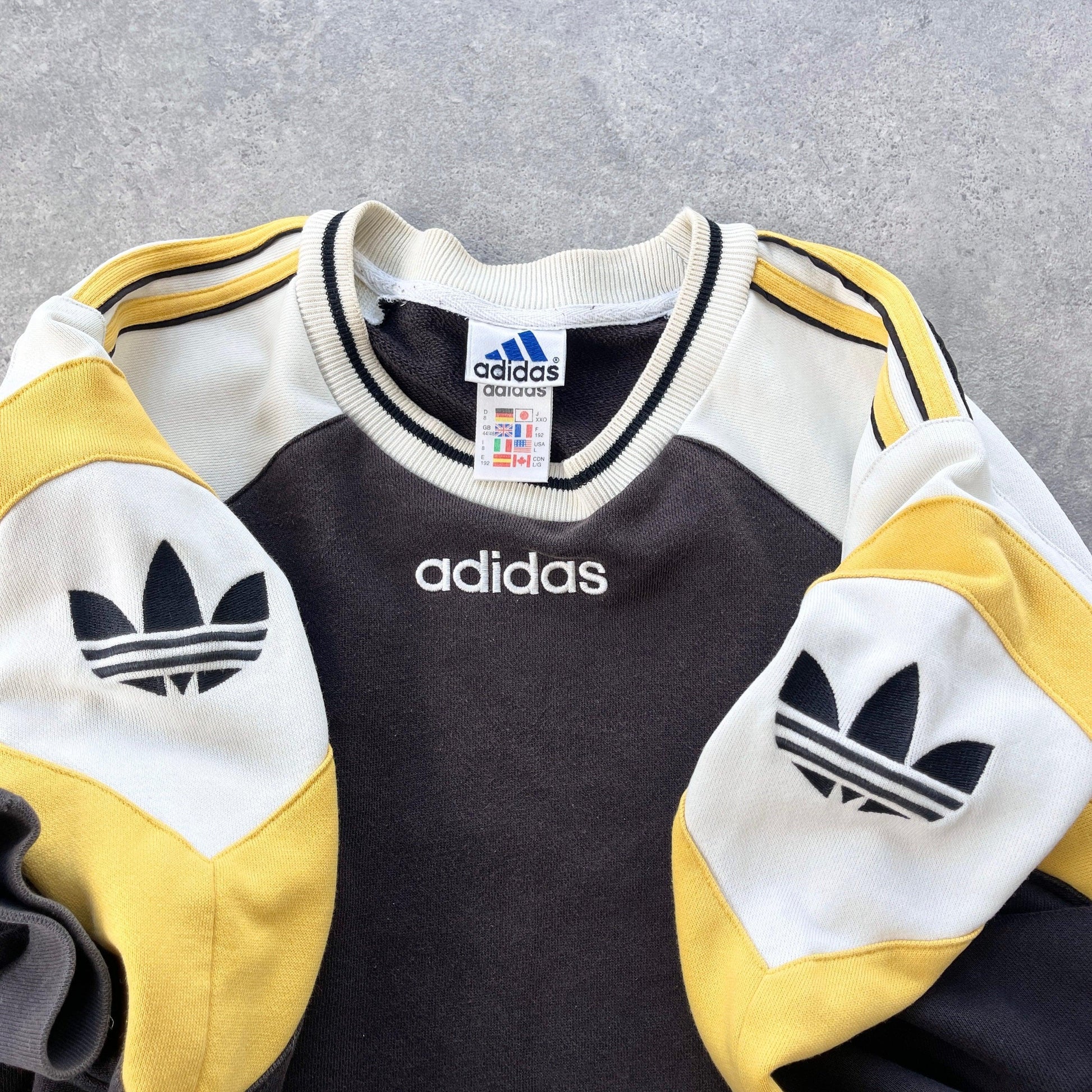 Adidas 1990s colour block embroidered sweatshirt (L) - Known Source