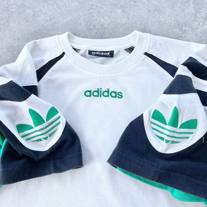 Adidas 1990s colour block embroidered t-shirt (L) - Known Source