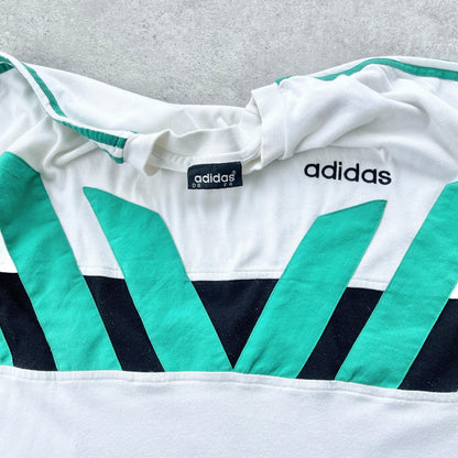 Adidas 1990s colour block embroidered t-shirt (M) - Known Source