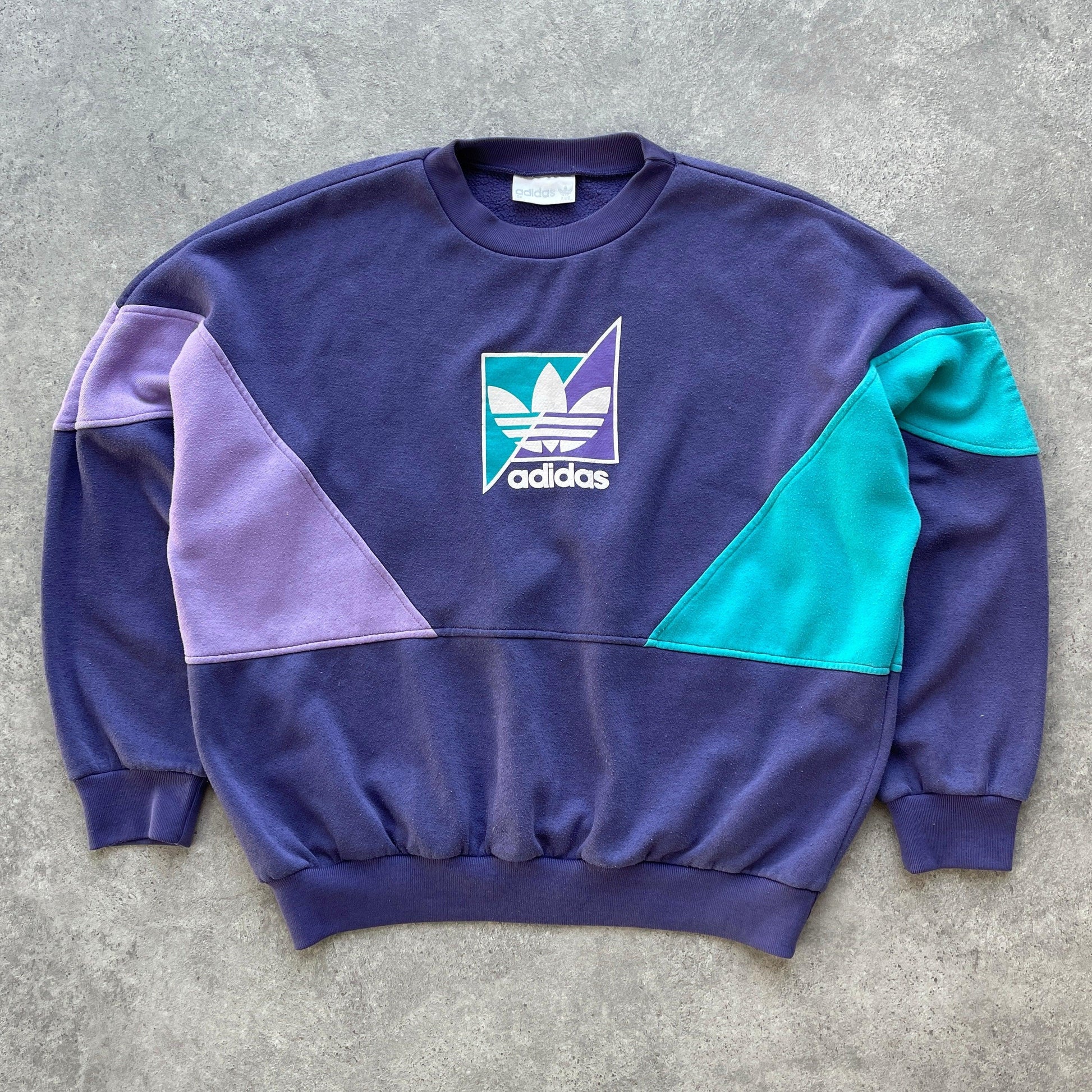Adidas 1990s colour block graphic sweatshirt (L) - Known Source