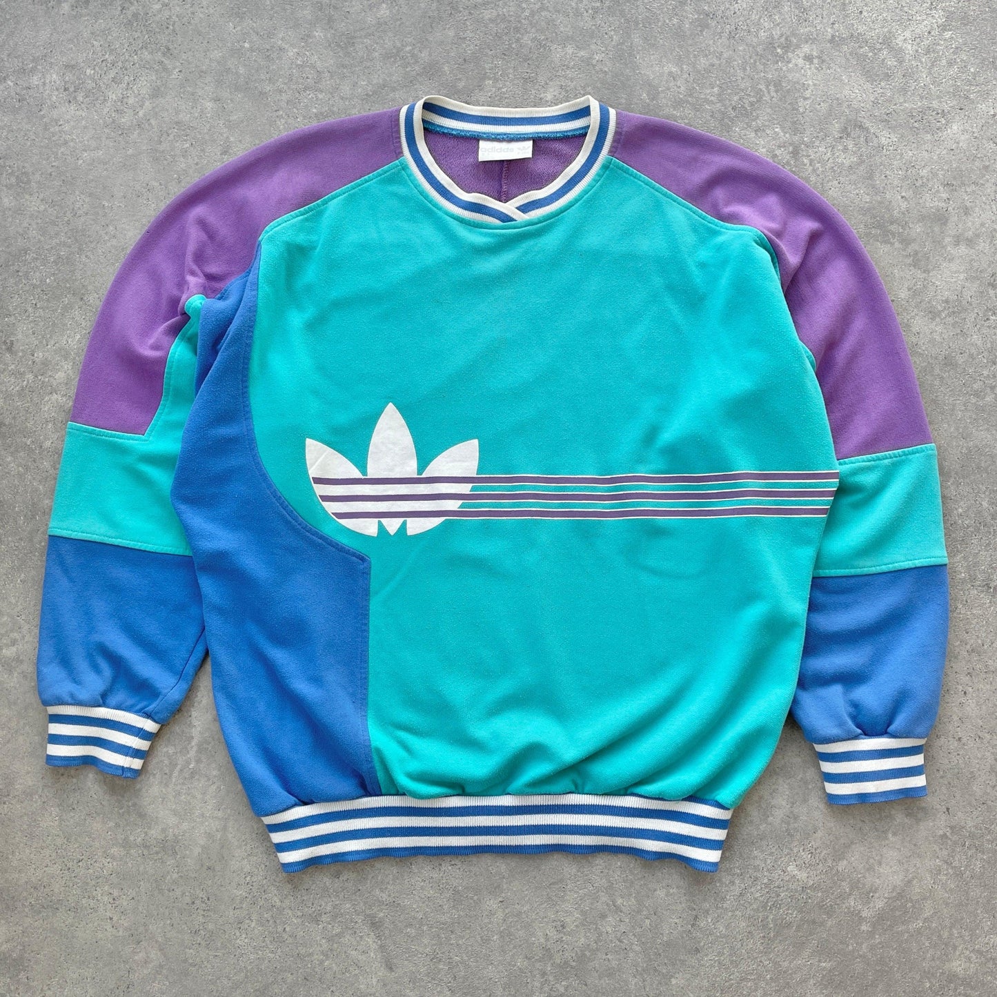 Adidas 1990s heavyweight colour block sweatshirt (XL) - Known Source