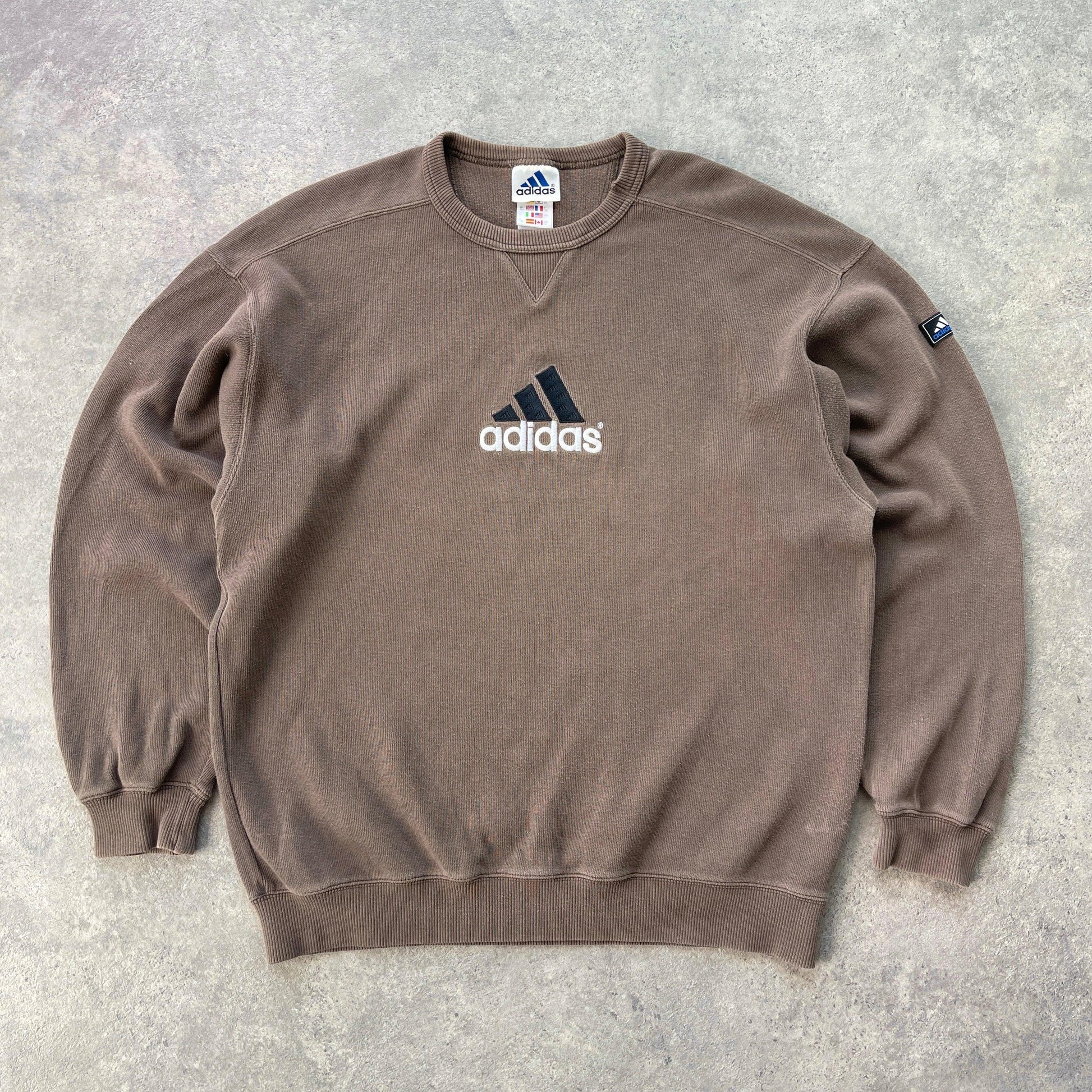 Adidas 1990s heavyweight embroidered ribbed sweatshirt (L) - Known Source