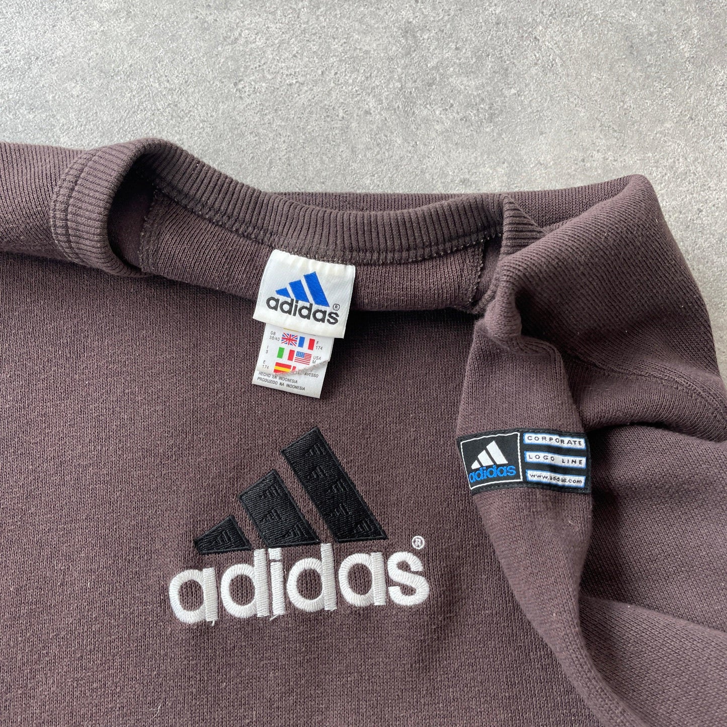 Adidas RARE 1990s heavyweight embroidered ribbed sweatshirt (M) - Known Source