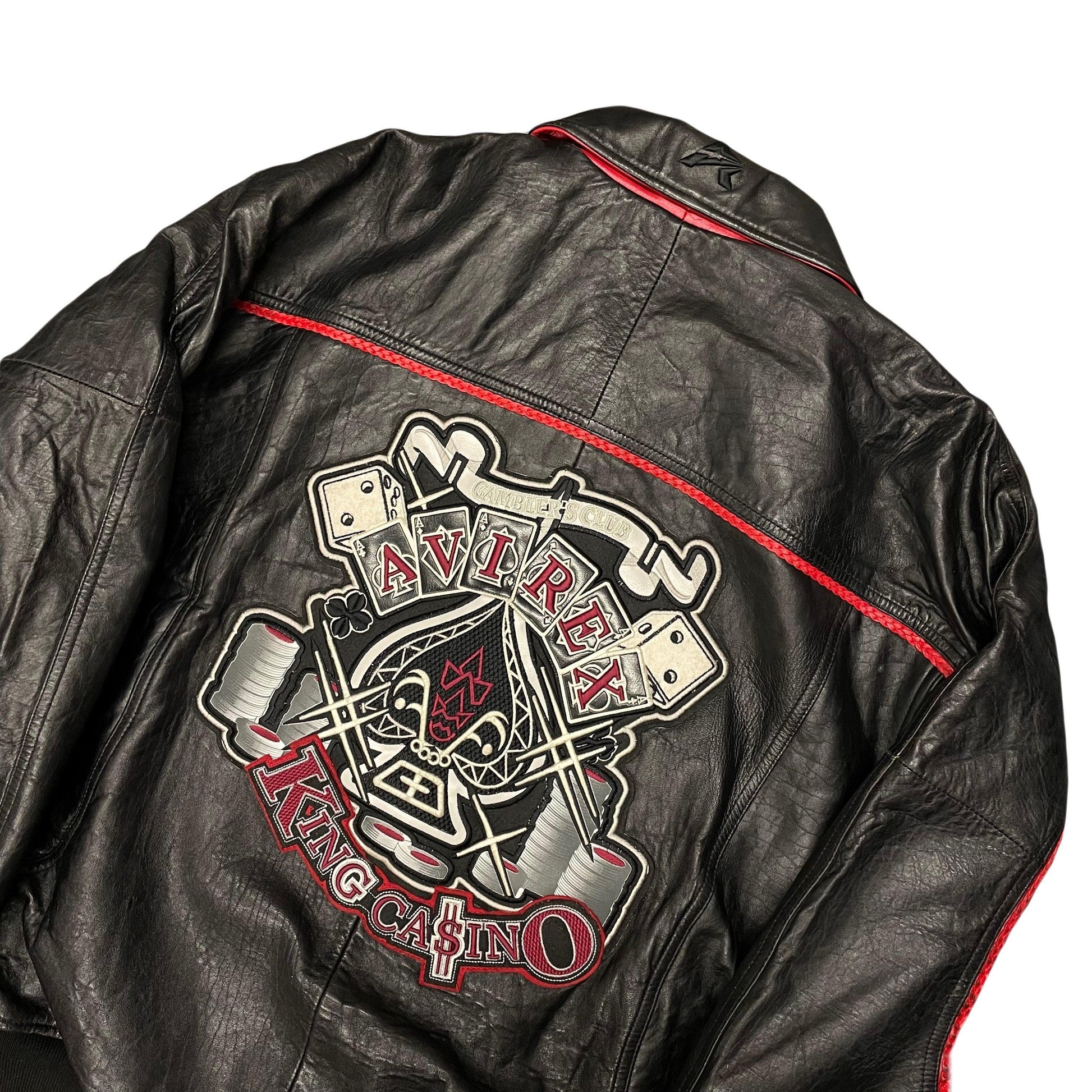 ARCHIVE Avirex ‘King Casino’ Leather Jacket In Black & Red ( XL ) - Known Source