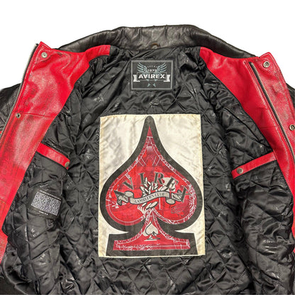 ARCHIVE Avirex ‘King Casino’ Leather Jacket In Black & Red ( XL ) - Known Source