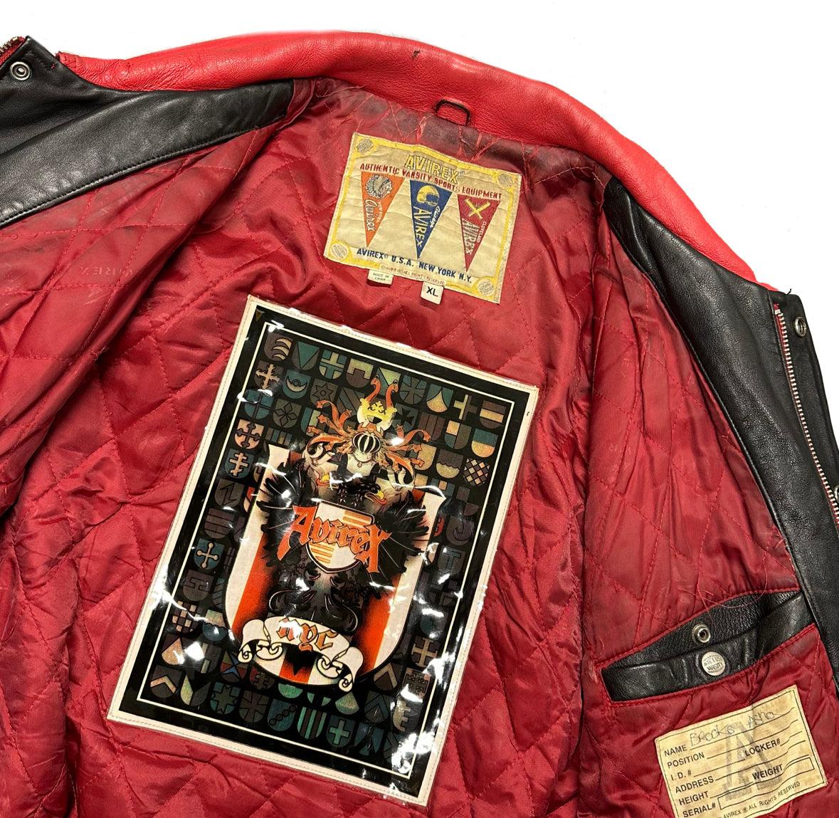 ARCHIVE Avirex New York Dragons Leather Jacket In Red & Black ( XL ) - Known Source