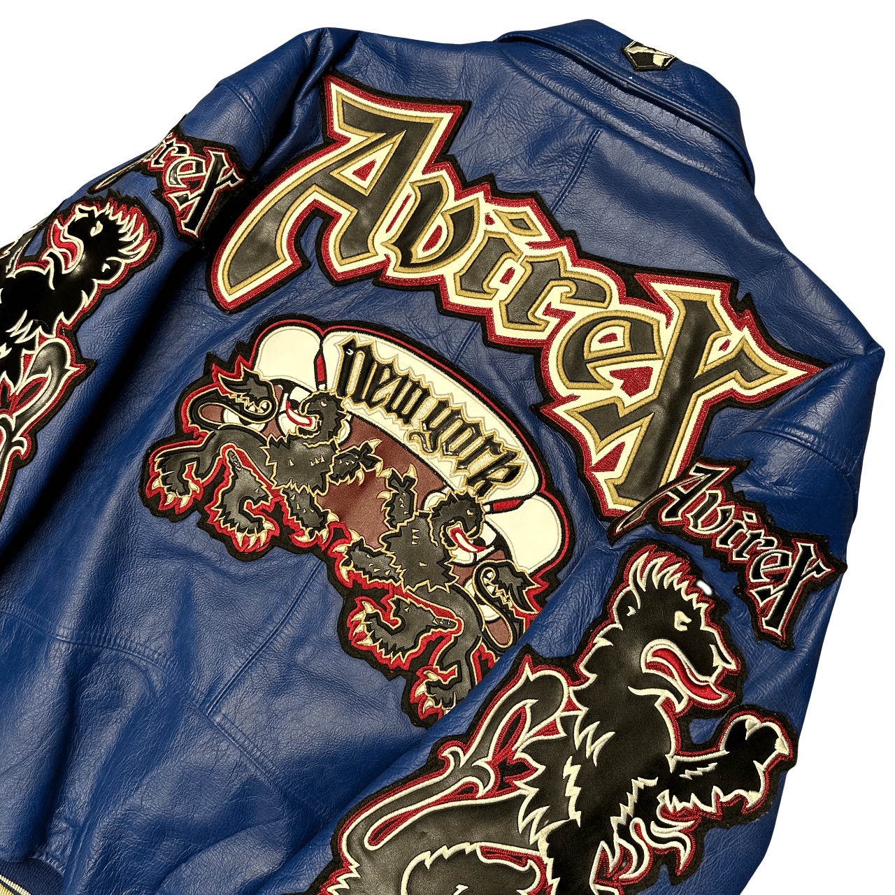 ARCHIVE Avirex New York Dragons Leather Jacket In Royal Blue ( XL ) - Known Source