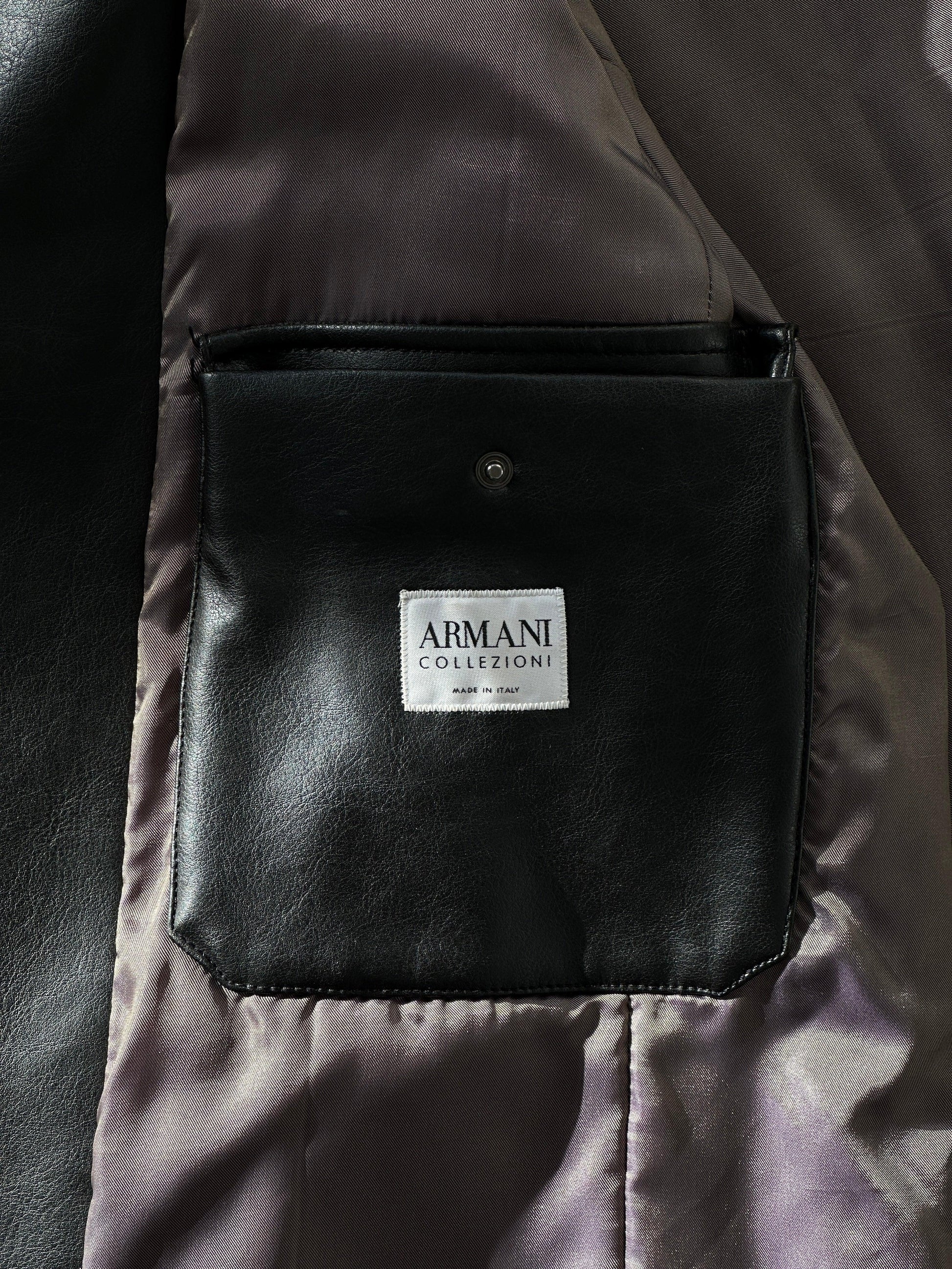 Armani Collezioni Faux Leather Minimal Funnel Neck Jacket - L/XL - Known Source