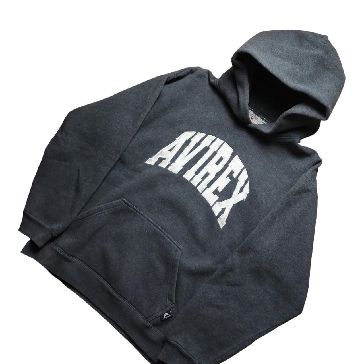 Avirex Grey logo Hoodie - Known Source