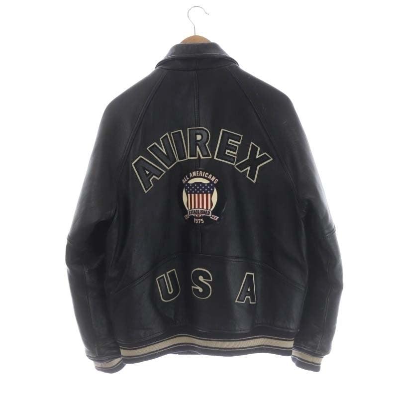 Avirex Leather Varsity Black Jacket - Known Source