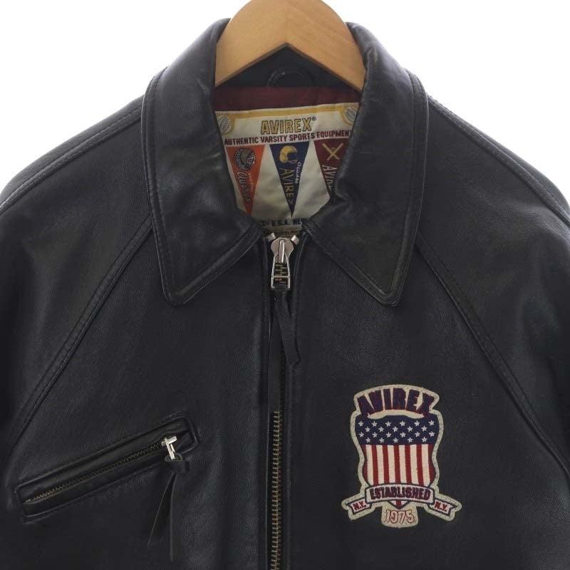 Avirex Leather Varsity Black Jacket - Known Source