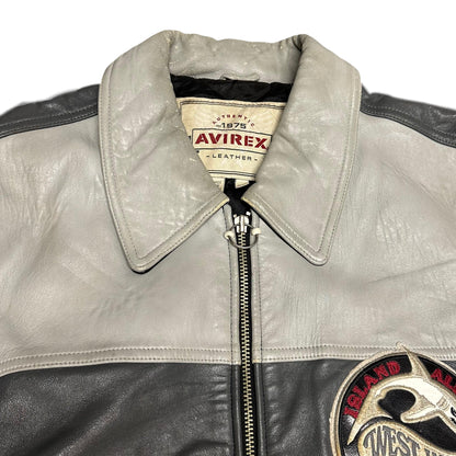 Avirex West Indies Sharks Leather Jacket In Grey ( XXL ) - Known Source