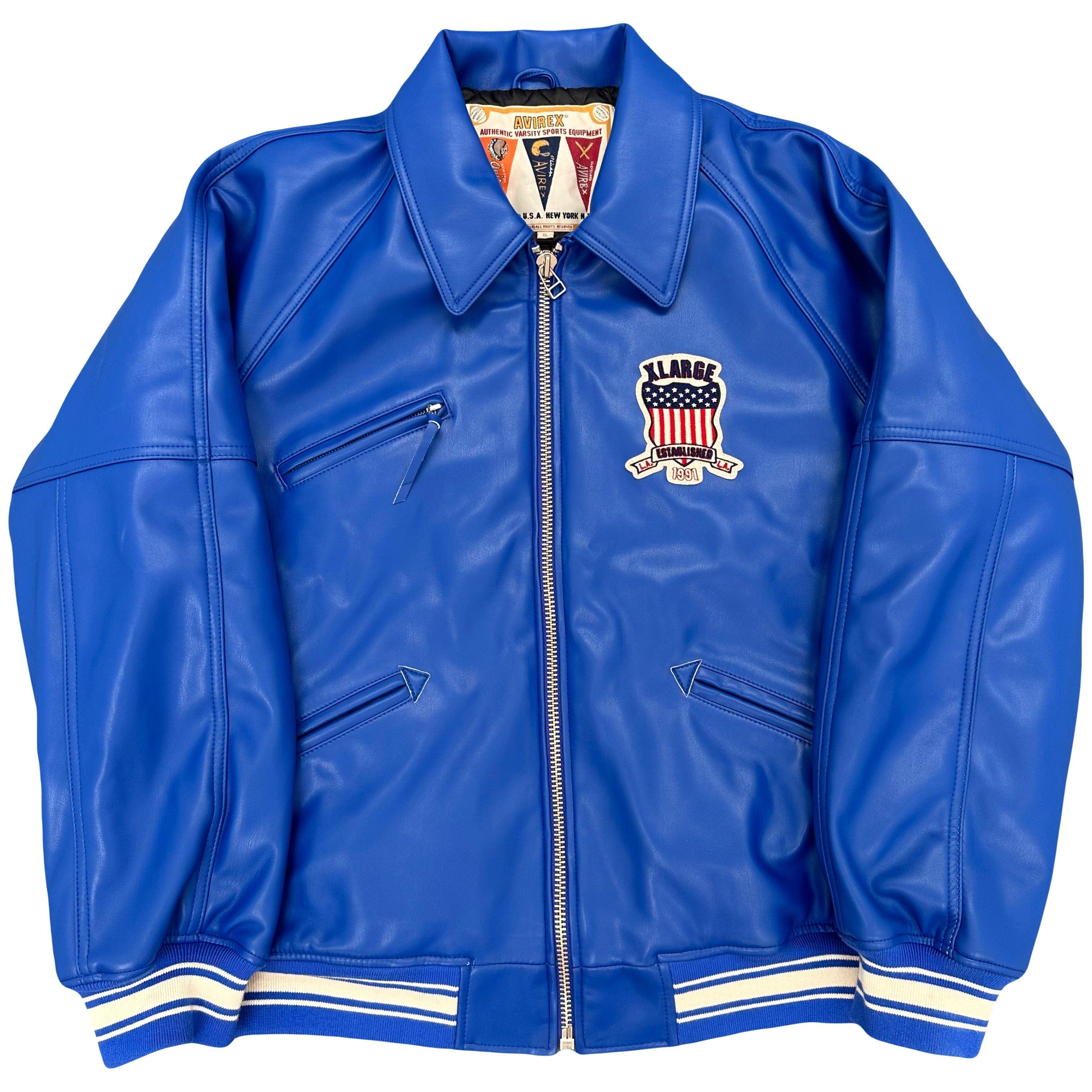 Avirex X XLARGE Icon Leather Jacket In Blue ( XL ) – Known Source