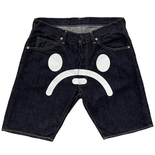 Bape Sad Face Denim Shorts - Known Source