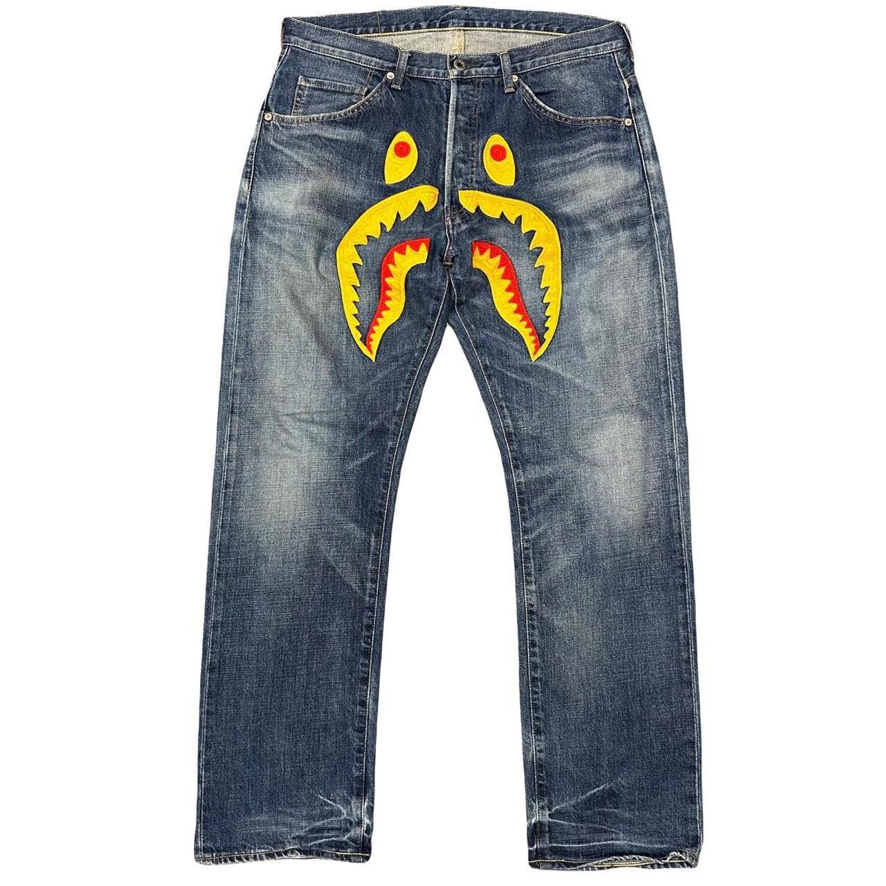 Bape WGM Embroidered Shark Head Jeans ( M / W32 ) - Known Source