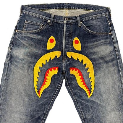Bape WGM Embroidered Shark Head Jeans ( M / W32 ) - Known Source