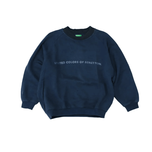 BENETTON NAVY SPELL OUT SWEATER (S) - Known Source