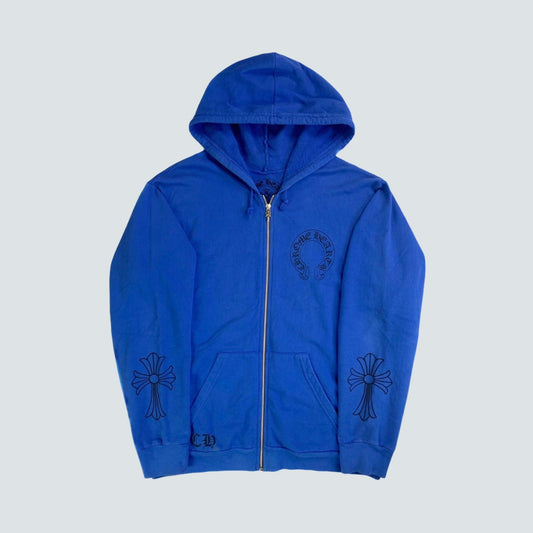 Blue Chrome hearts Zip up Horseshoe Hoodie (L) - Known Source