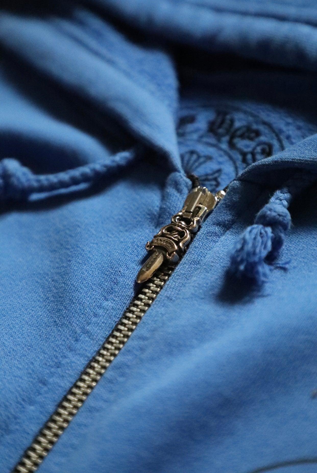 Blue Chrome hearts Zip up Horseshoe Hoodie (L) - Known Source