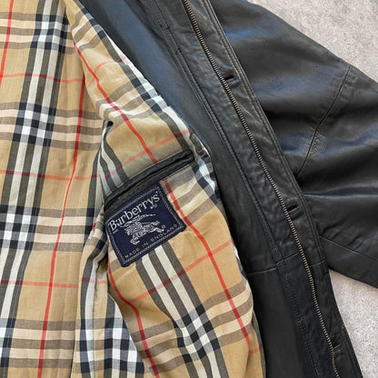 Burberry’s 1990s heavyweight nova check leather jacket (XL) - Known Source