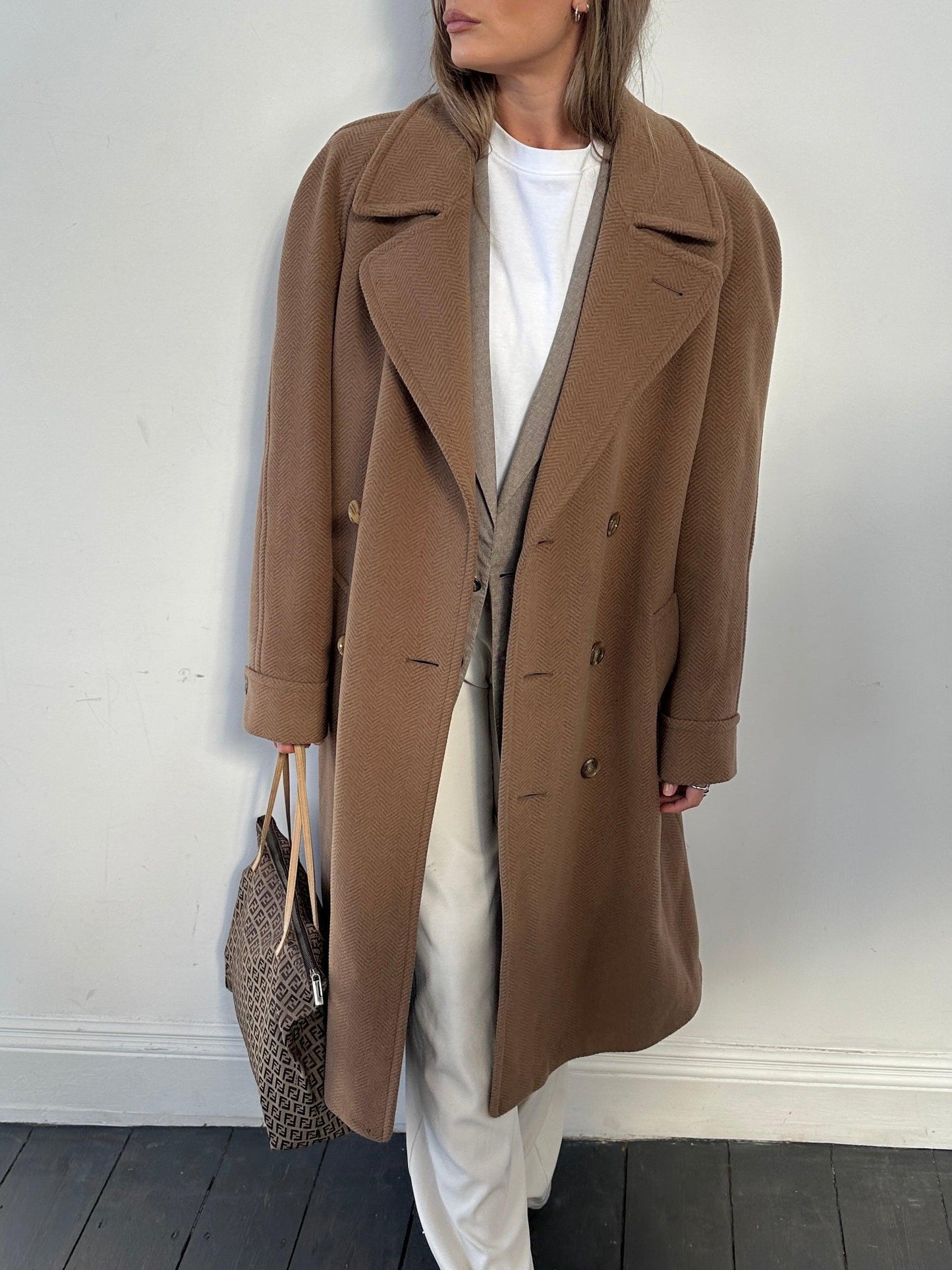 Christian Dior Belted Double Breasted Wool Coat - L - Known Source