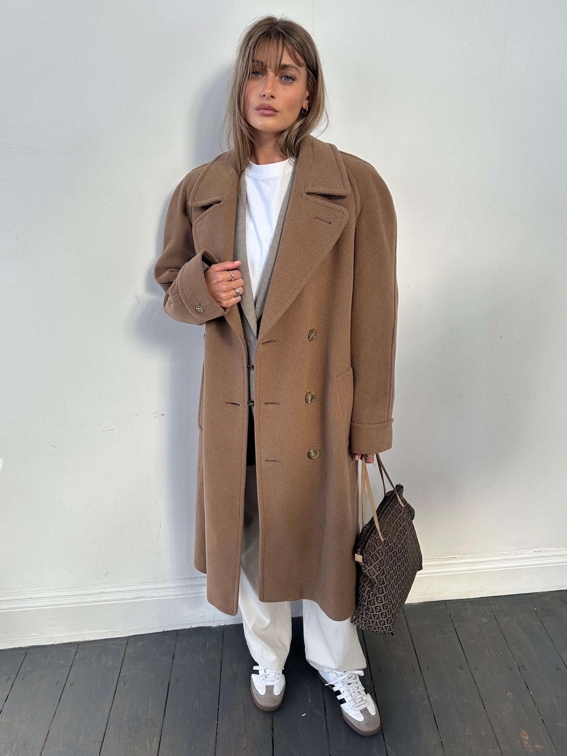 Christian Dior Belted Double Breasted Wool Coat - L - Known Source